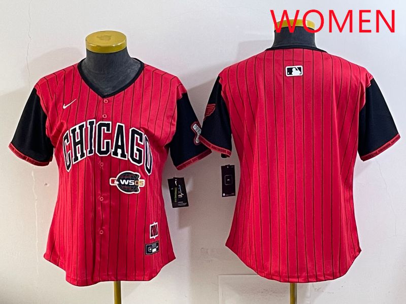Women Chicago White Sox Blank Red Stripe Joint Name Nike 2025 MLB Jersey style 4